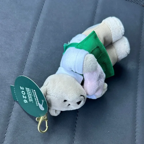 Starbucks Barista Bear with Pink Star Keychain Bag Charm - Picture 9 of 10